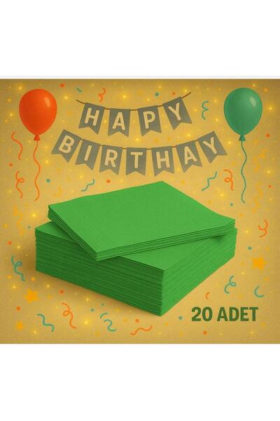 partyrüyası Green Plain Colored Presentation Napkin 20 Pieces Aesthetic Birthday Party Concept