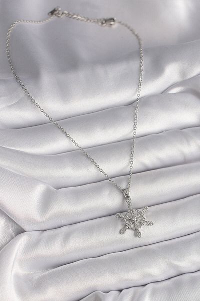 Avantaj Kapıda ®   316L Steel Silver Color Chain Zircon Stone Snowflake Model Women's Necklace