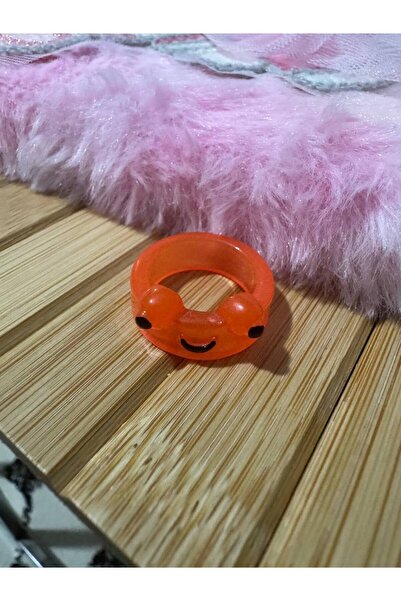 Herşey Nota Red Children's Ring with Cute Frog Figure – Fixed Size Resin Cart...