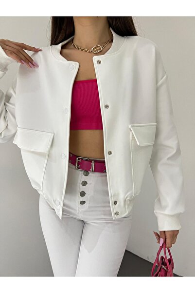 yonca aksesuar Double Pocket Denim Crop Jacket