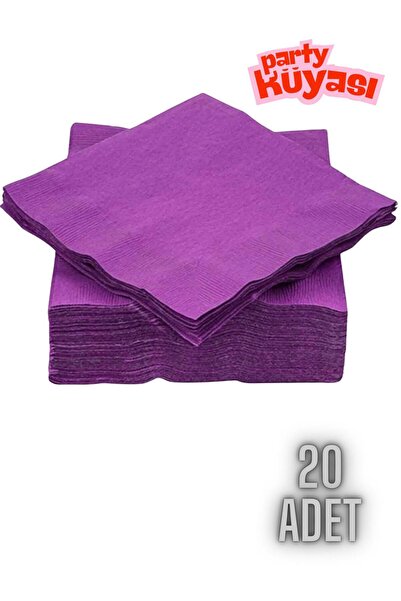 partyrüyası Mor Düz Renkli Sunumluk Peçete 20 Adet Estetik Doğum Günü Parti K...
