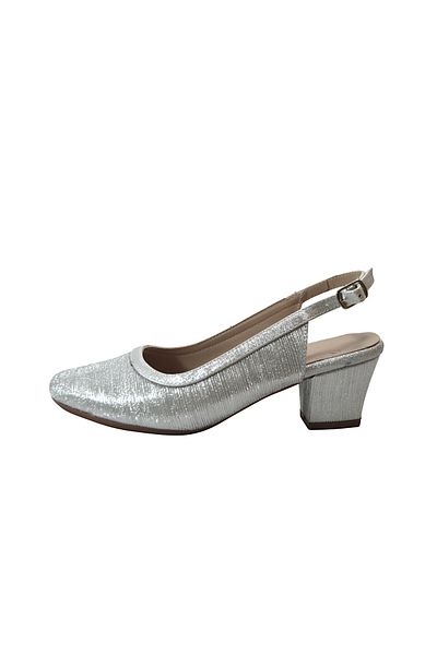 Beety 8644 Black & Silver Short Thick Heeled Evening Dress Women's Shoes