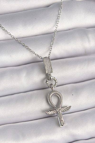Avantaj Kapıda ®   316L Steel Silver Color Chain Ankh Model Women's Necklace