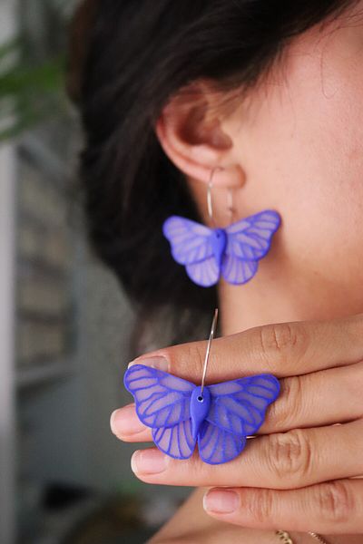 Gizy Store Polymer Clay Blue Butterfly Earrings, Summer Accessory Lucky Butterfly