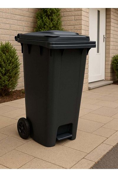 ALMUFARREJ 120L Black Wheeled Trash Can with Pedal
