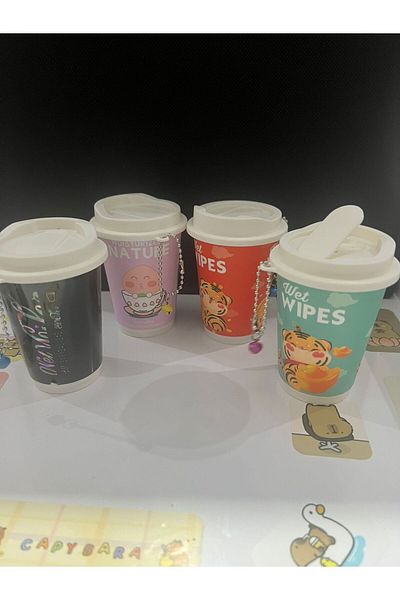 demirosa 4 Pieces of Coffee Wet Wipes with Cup