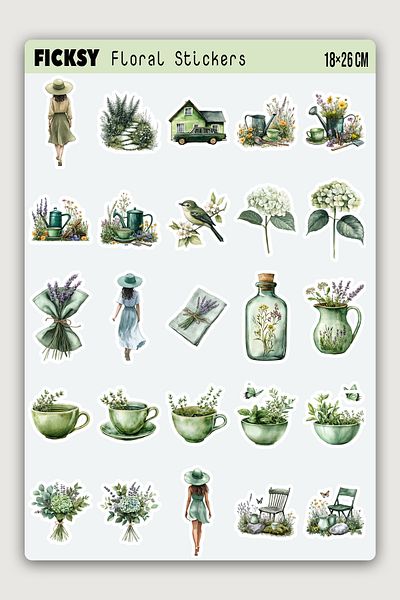 Ficksy Cottage and Nature Sticker Set - 50 Sticker Stickers