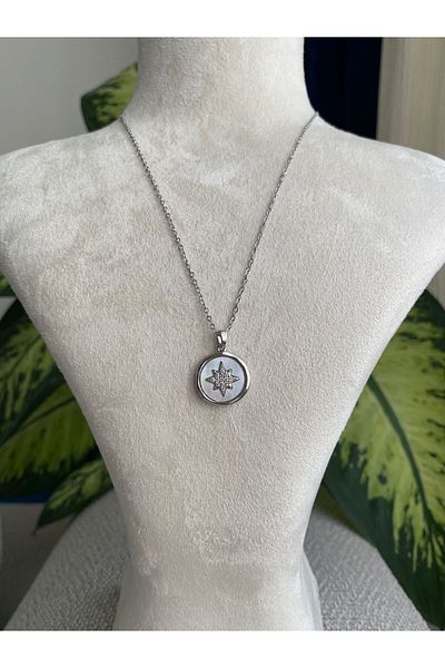 stainless steell North Star Plate Steel Necklace