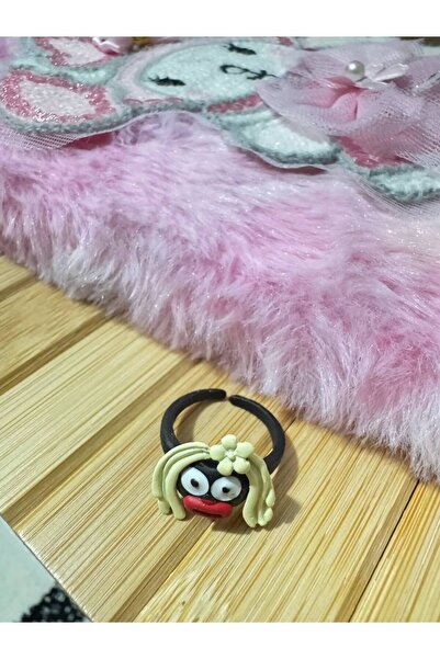 Herşey Nota Children's Ring with Cute Kiss Girl Figure – Colorful Cartoon Des...