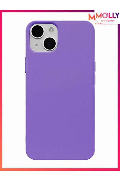 Molly iPhone 13 İçin Lila Liquid İçi Kadife Silikon Kılıf