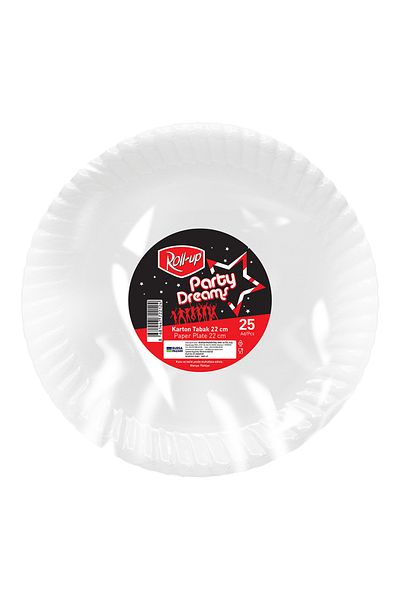 Roll-Up Party Dreams Cardboard Plate White 25 Pieces 22 cm