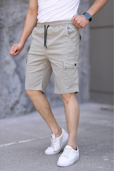 XORVİO Ανδρικό Lycra Gabardine Κομψό Ποιότητας Νερό Πράσινο Σορτς Τσέπης Βαμβακερό Ελαστική μέση