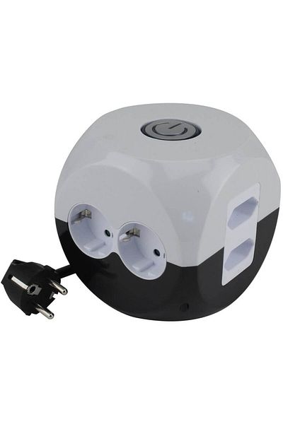 Unitec Zar Type Extension Cord, 4 Shuko Type Sockets And 2 Euros, 1.4 M