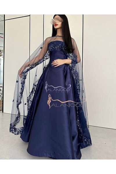 ALANOOD FASHION Ghanj 2-piece Mikado navy dress - The splendor of elegance with Anoud