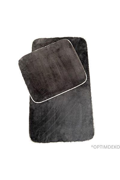 OPTIM DEKO Ultra-Fluffy and Non-Slip Bath Mat Set, 100x60 + 60x50 cm, Premium Comfort, Grey