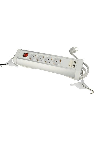 Unitec Extension Cord With Switch, , 4 Sockets, 2 USB Ports, 1.5 M