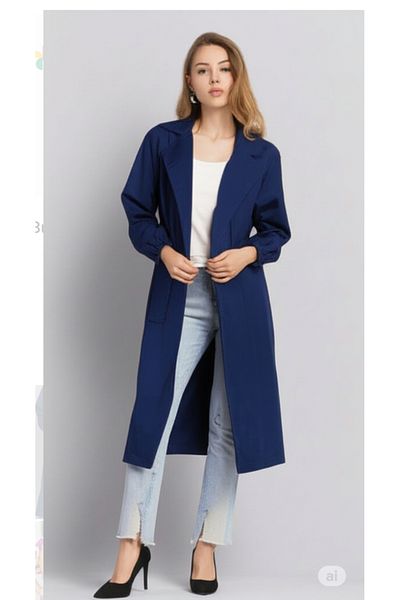 DHDmoda Women's Trench Coat with Belt and Pockets and Elastic Sleeves
