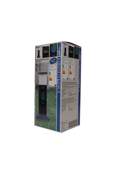 Unitec Plastic Multi-Socket, Garden Pole Type With Light Bulb, , 2 Posts