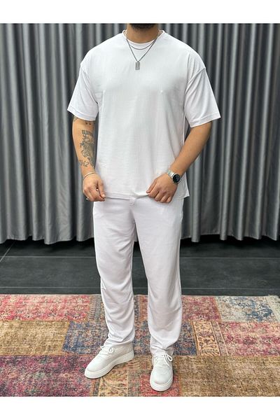 viperkombin Men's Premium T-Shirt Tracksuit Summer 2-Piece Bottom Top Set Lycra
