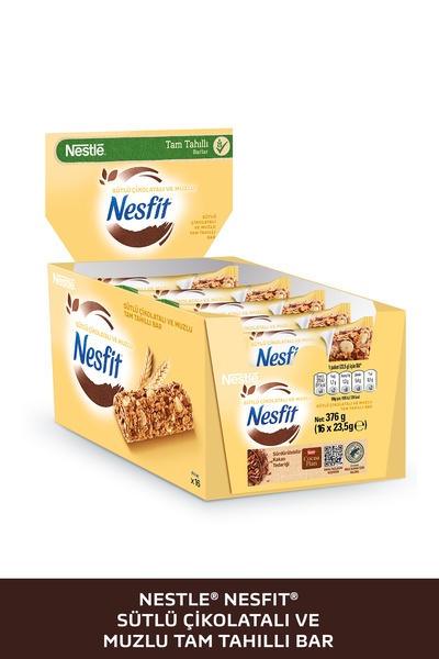 Nesfit Nestlé Nesfit Sütlü Çikolatalı ve Muzlu Tam Tahıllı Bar 32x23,5g