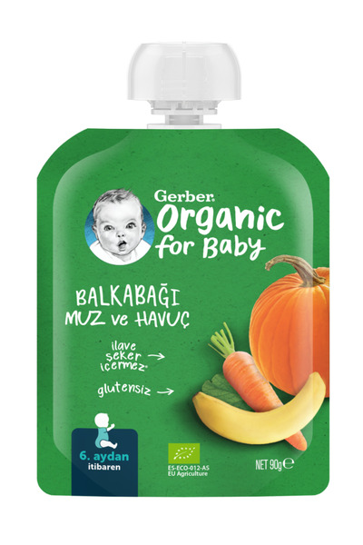 GERBER Organik Muzlu Ve Havuçlu Balkabağı Püresi 90 gr 5'li Set