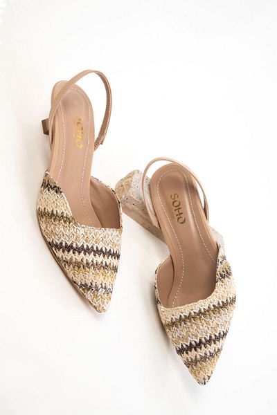 SOHO Beige-Brown Women's Classic Heeled Shoes 20650