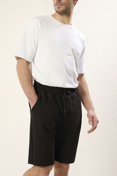 Trendyol Collection Černé gumové šněrovací šortky oversize - TMNSS22SR0257