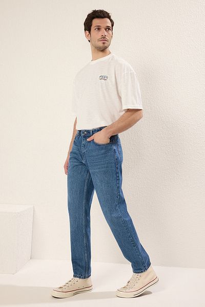 Trendyol Collection Essential Fit Mid Blue Jeans - 100% pamut farmer nadrág TMNAW23JE00104