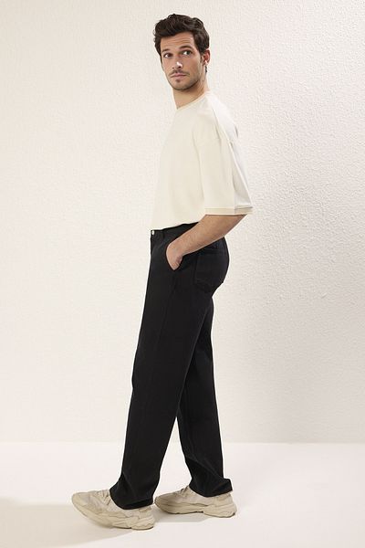 Trendyol Collection Baggy Fit Black Trousers - Tmnss25Pl00021