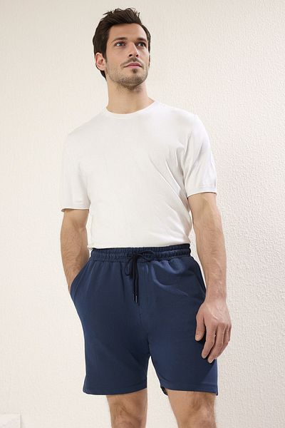Trendyol Collection Navy Blue-Stone 2 πακέτο - 100% βαμβακερό άνετο σορτς TMNSS24SR00013