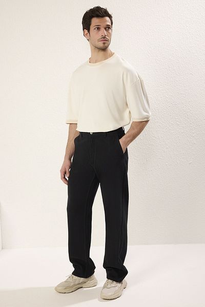 Trendyol Collection Baggy Fit Black Trousers - Tmnss25Pl00021