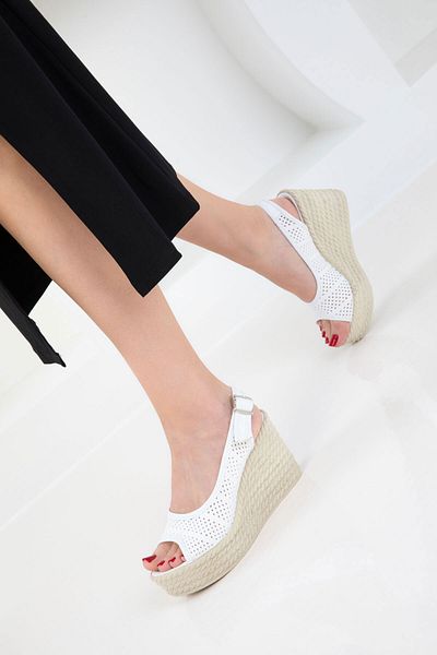 SOHO White Women's Wedge Heeled Shoes 20671