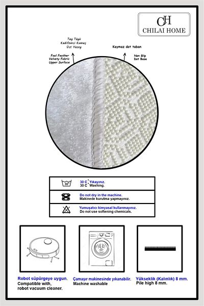 Chilai Home Marble Djt Σετ 2 τεμαχίων - Σετ πατάκι μπάνιου και χαλί τουαλέτας