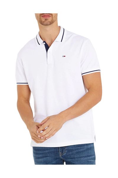 Tommy Hilfiger Męska koszulka polo TJM REG TIPPING POLO w kolorze białym