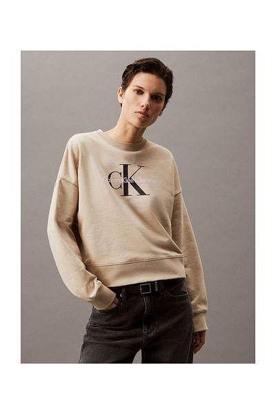 Calvin Klein Mikina Franco Terry RLXD CR - LS Monologo Cut