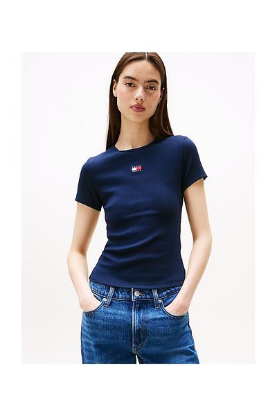 Tommy Hilfiger Blue Round Neck Short Sleeve Textured T-shirts