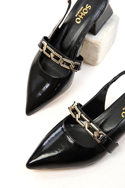 SOHO Siyah Rugan Kadın Klasik Topuklu Ayakkabı 20672