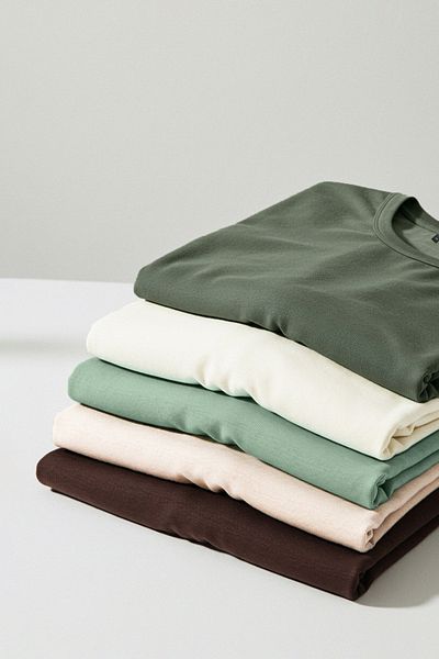 Trendyol Collection MinT-kHaki-brown 5 Pack 100% T-Shirt - Slim/slim FiT TMNAW20TS0243