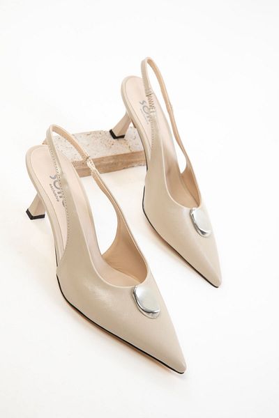 SOHO Beige Women's Classic Heeled Shoes 20673