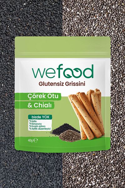 Wefood Gluten-Free Grissini Black Cumin & Chia 40 g 3-Pack