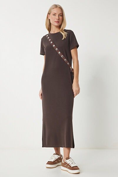 Happiness İstanbul Γυναικείο Καφέ Basic Summer Modal Φόρεμα SJ00002