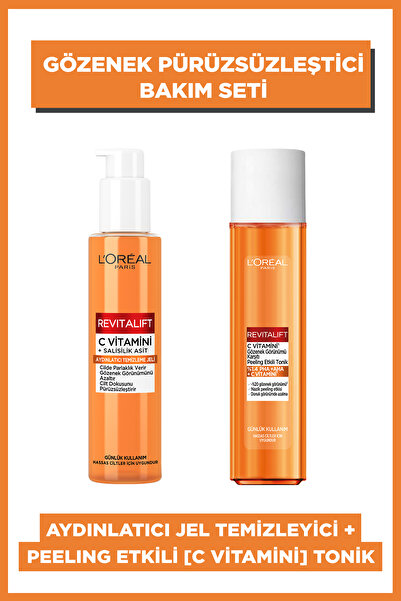 L'Oreal Paris Revitalift C Vitamini Gözenek Görünümü Karşıtı Peeling Etkili Tonik & Aydınlatıcı Köpük Temizleyici