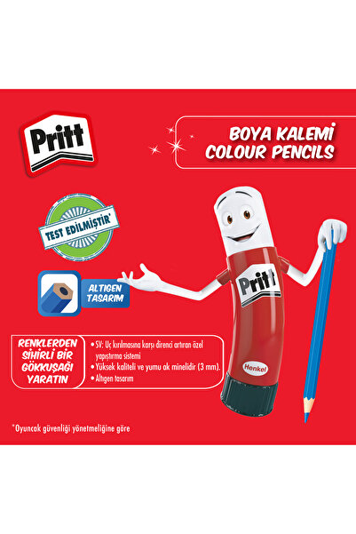 Pritt Kuru Boya Karton Kutu Tam Boy 24 Renk Uzun Kuru Boya