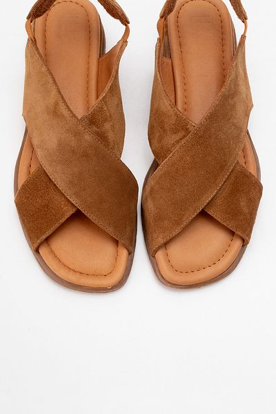LuviShoes Sandale de damă din piele de căprioară maro kaki 706