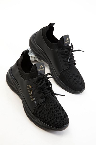 SOHO Black-Black-Gold Unisex Sneaker 20678