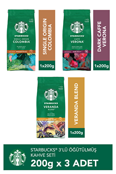 Starbucks Colombia / Veranda / Verona Muhteşem Üçlü Öğütülmüş Kahve Seti