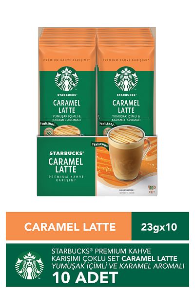 Starbucks مزيج القهوة الفاخرة باللاتيه بالكراميل 23 جرام × 10 عبوات