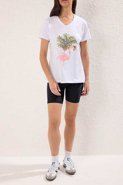 Edit by Trendyol White Sequins 100% Cotton T-Shirt - Tedss25Ts00000