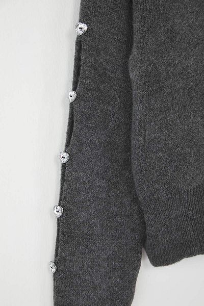 Trendyol Collection Anthracite Soft Textured Button Detailed Knitwear Sweater Twoaw24Kz00384