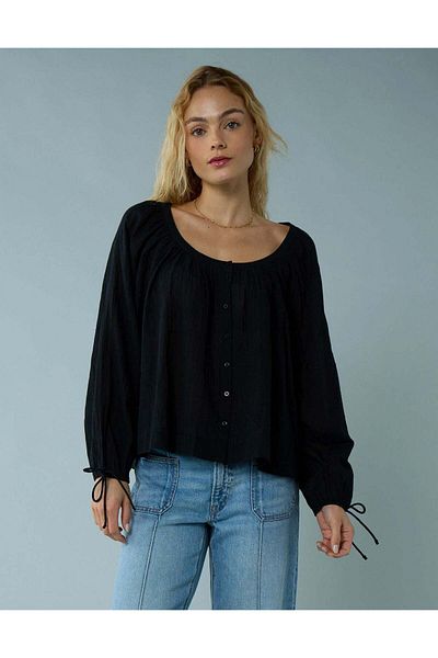 AMERICAN EAGLE AE Tie Sleeve Button-Up Top